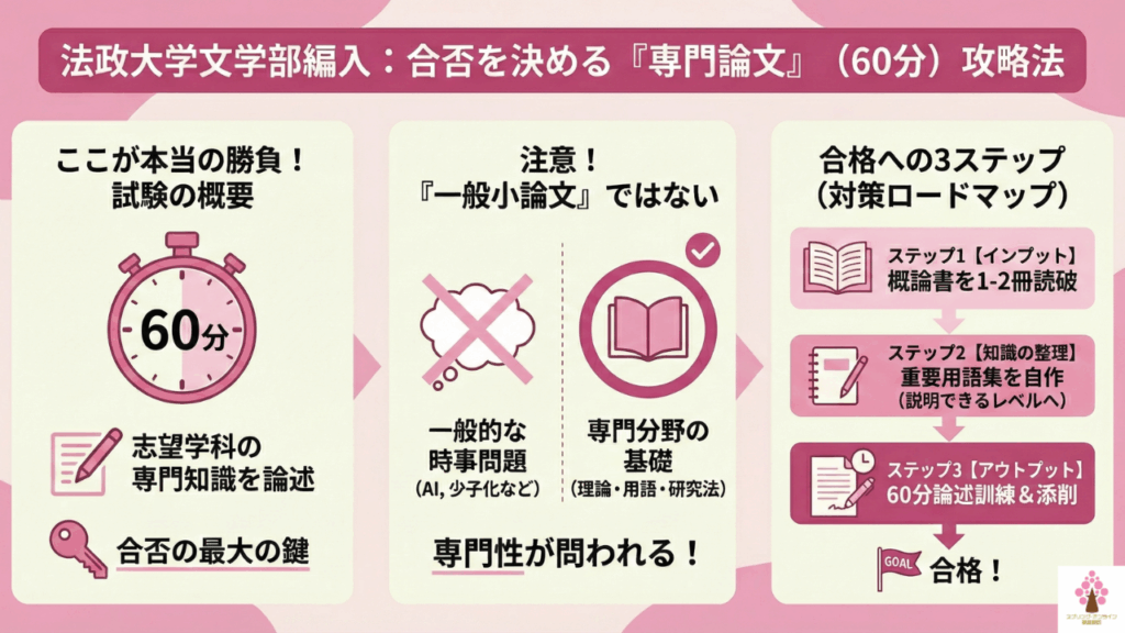 法政大学文学部編入の試験科目②：専門論文（60分）