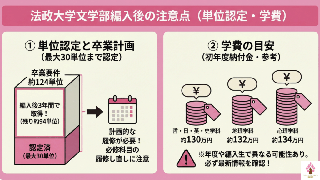 知っておきたい法政大学文学部編入後の注意点（単位認定・学費）