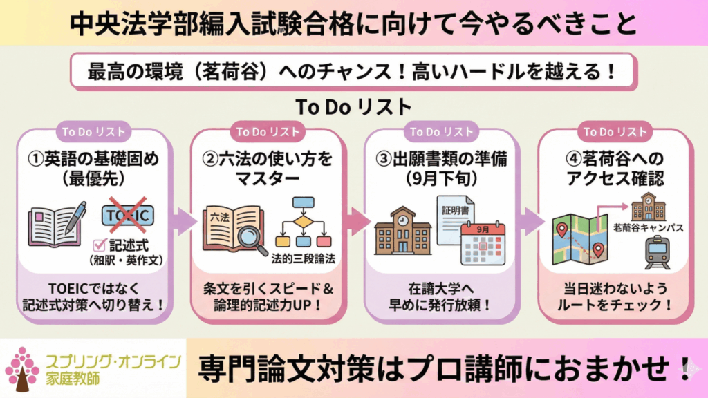 中央法学部編入試験合格に向けて今やるべきこと