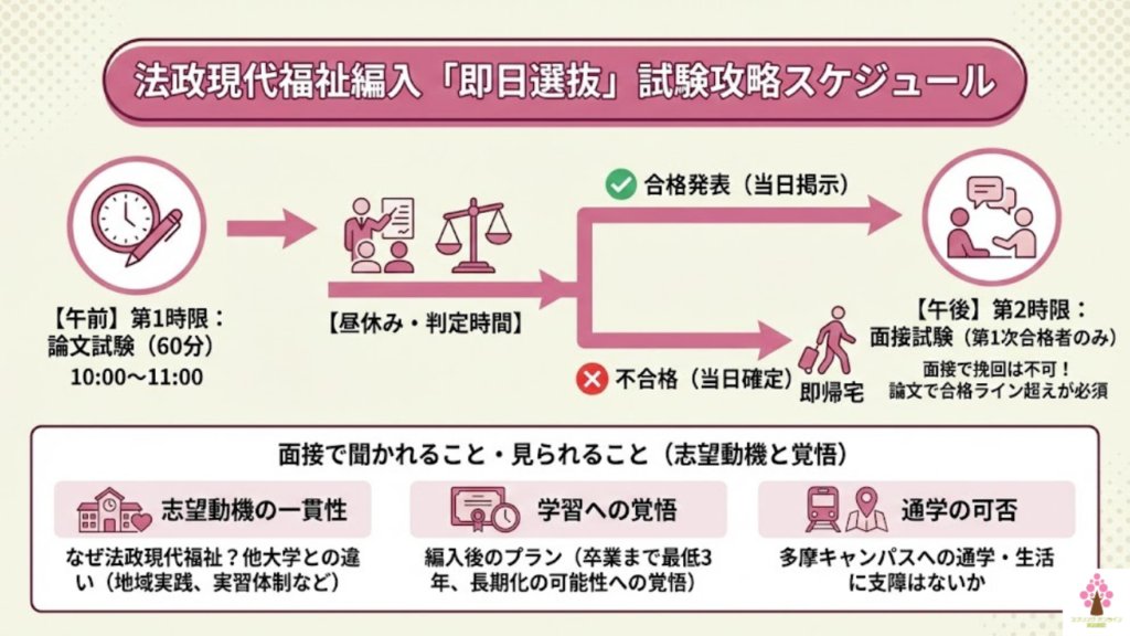 法政大学現代福祉学部編入の「即日選抜」試験スケジュールを攻略