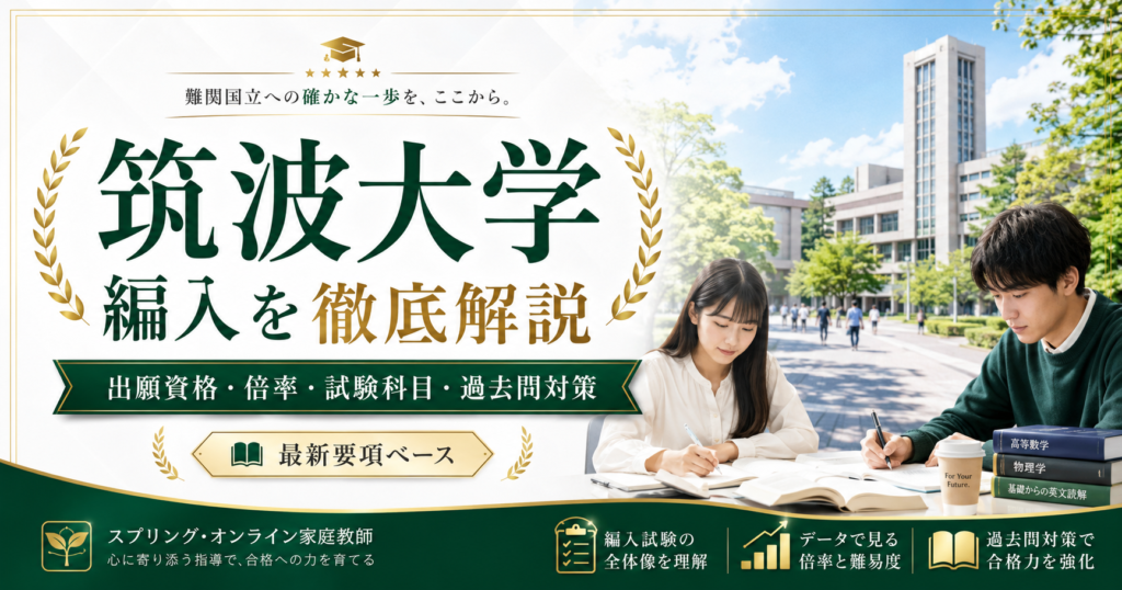 筑波大学編入の出願資格・倍率・試験科目・過去問対策を解説するコラムのアイキャッチ画像
