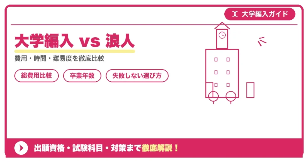 大学編入と浪人の比較(費用・時間・難易度)