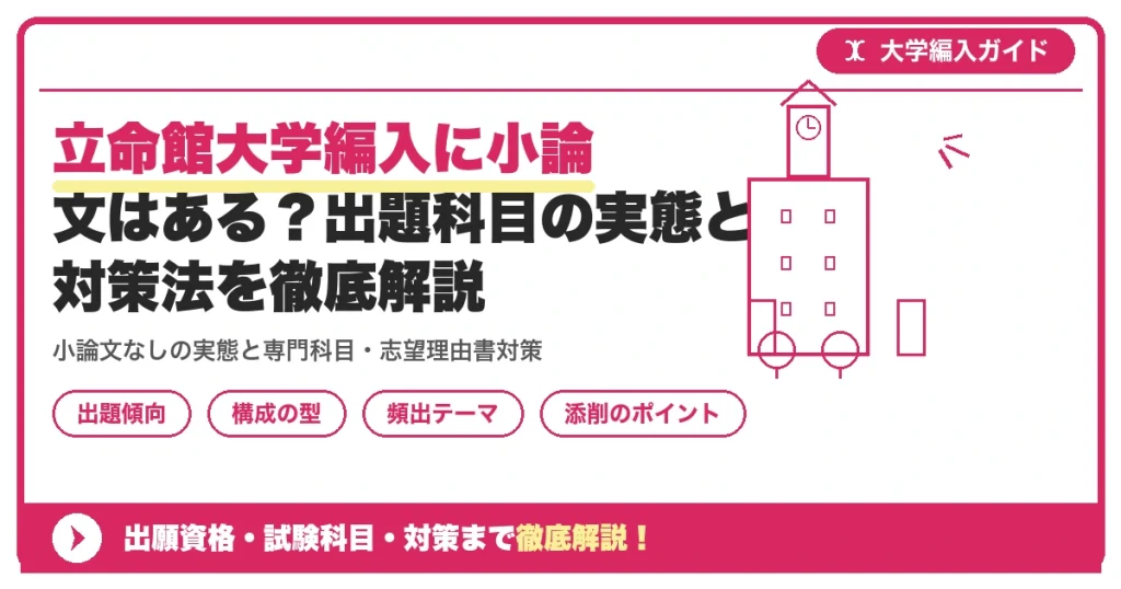 立命館大学編入に小論文はある？出題科目の実態と対策法を徹底解説を示すアイキャッチ画像