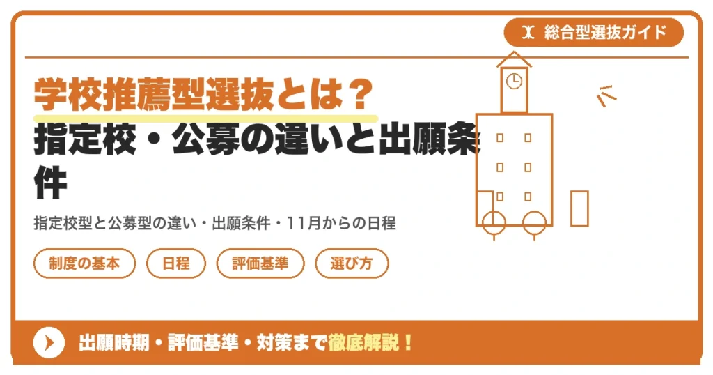 学校推薦型選抜とは？指定校・公募の違いと出願条件を示すアイキャッチ画像