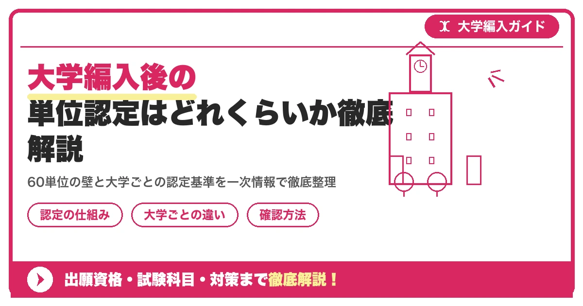 大学編入後の単位認定はどれくらいか徹底解説を示すアイキャッチ画像