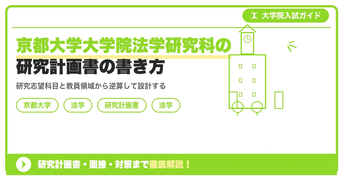 京都大学大学院法学研究科の研究計画書の書き方｜専攻・カリキュラム・教員の研究分野から逆算するを示すアイキャッチ画像