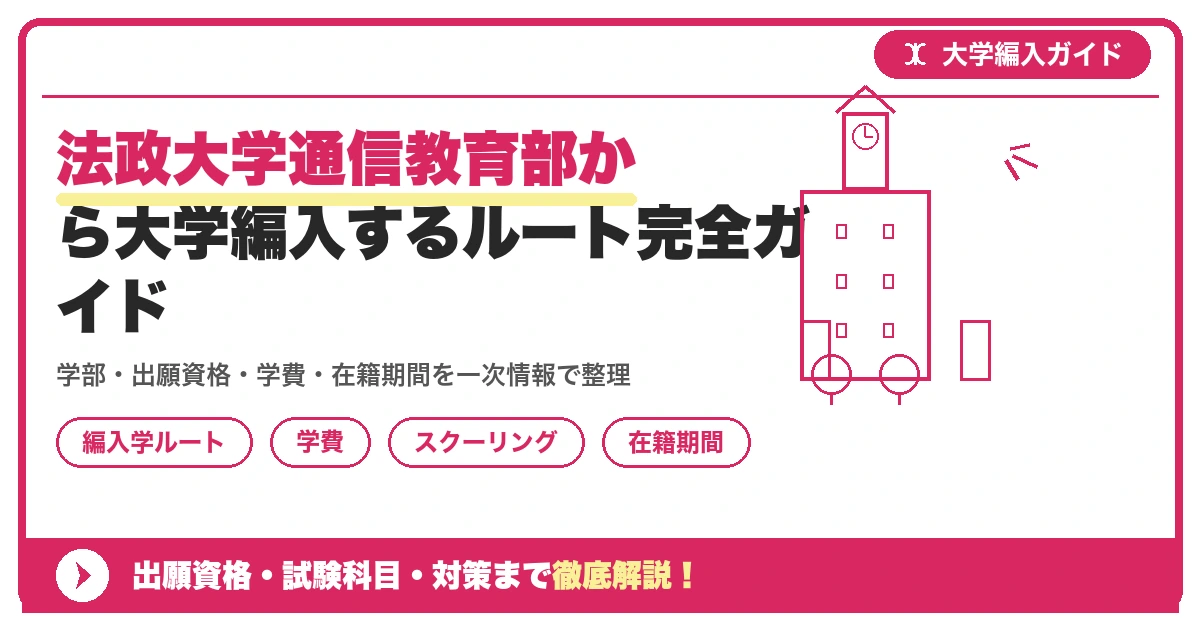 法政大学通信教育部から大学編入するルート完全ガイドを示すアイキャッチ画像