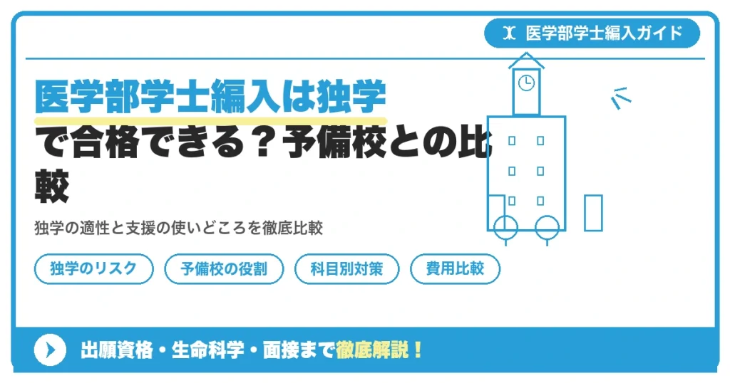 医学部学士編入は独学で合格できる？予備校との比較を示すアイキャッチ画像