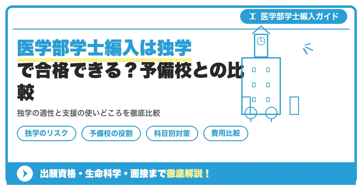 医学部学士編入は独学で合格できる?予備校との比較を示すアイキャッチ画像