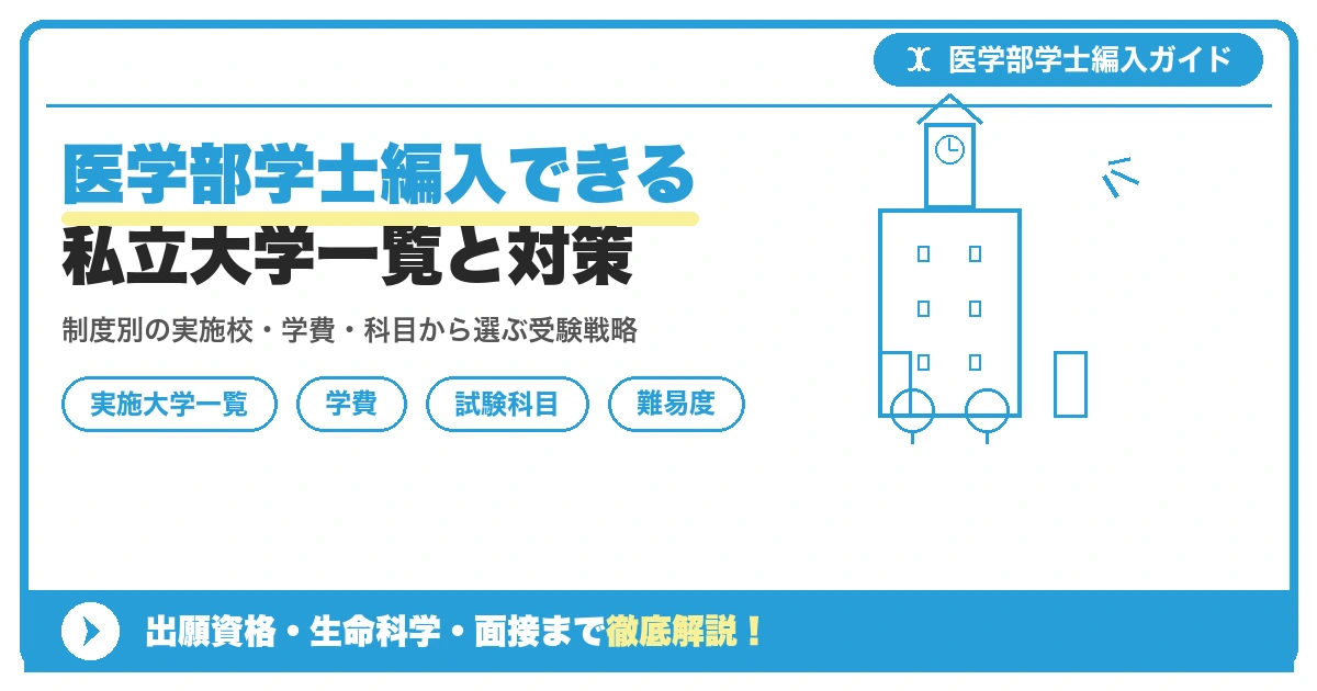 医学部学士編入できる私立大学一覧と対策を示すアイキャッチ画像