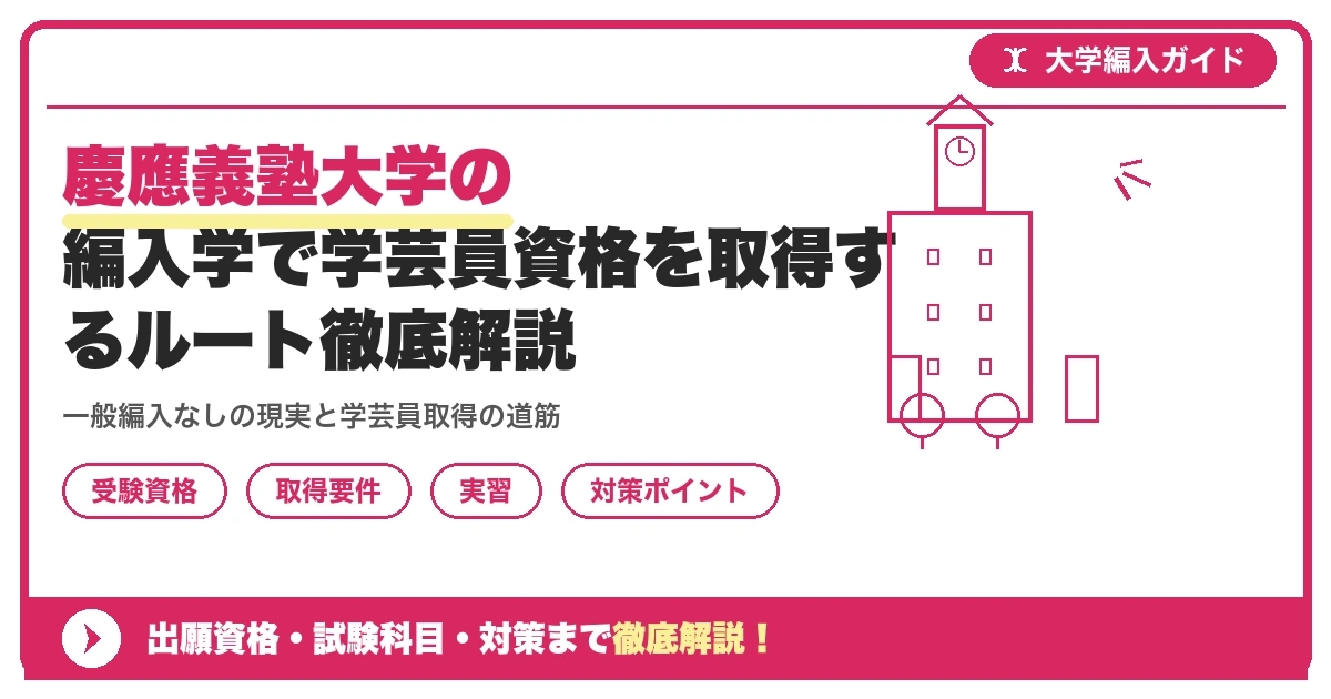 慶應義塾大学の編入学で学芸員資格を取得するルート徹底解説を示すアイキャッチ画像