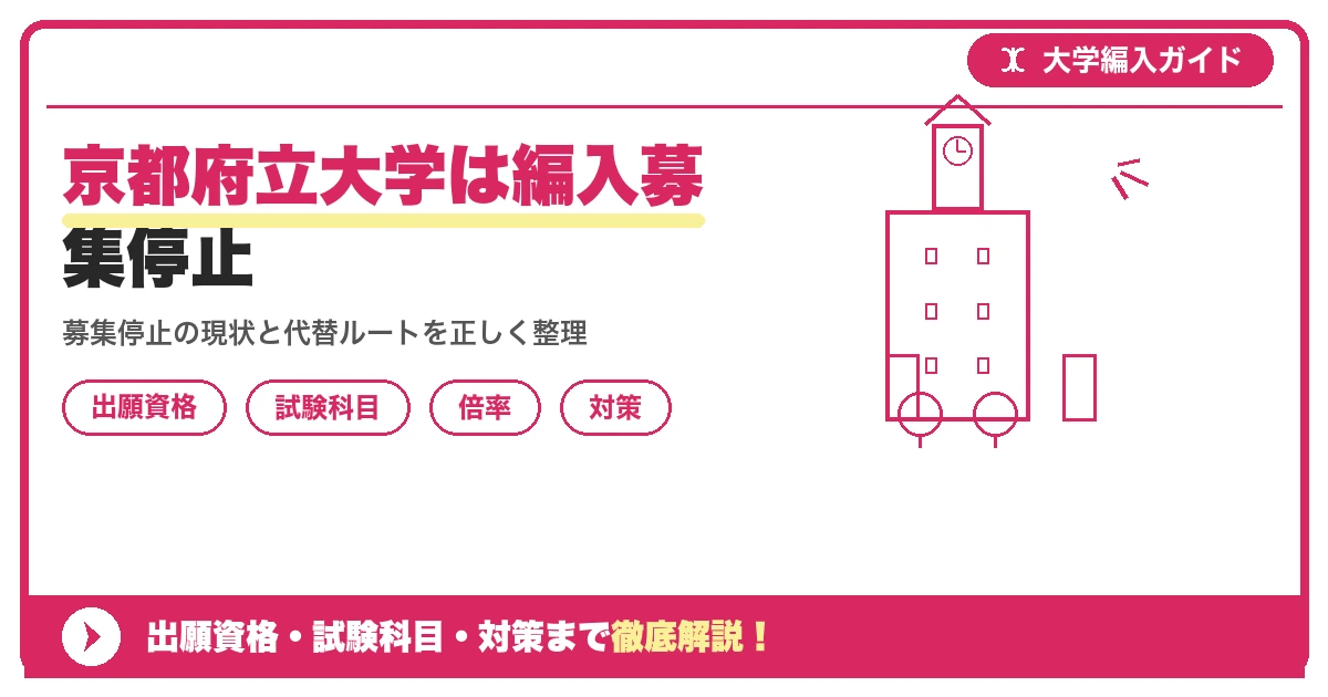 京都府立大学は編入募集停止|旧制度・再開可能性と代替校3選【2027年度】を示すアイキャッチ画像