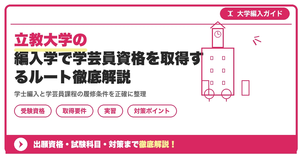 立教大学の編入学で学芸員資格を取得するルート徹底解説を示すアイキャッチ画像